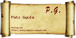 Patz Gyula névjegykártya